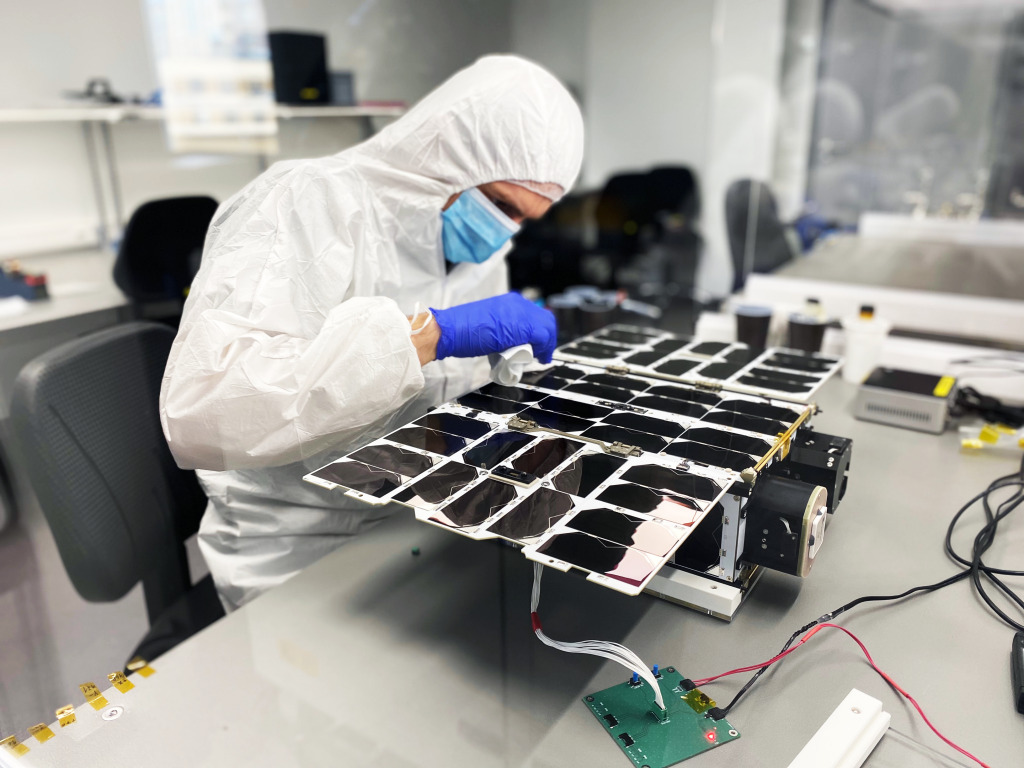 NanoAvionics Engineer Preparing 6U Satellite for Functional Tests. Photo credit: NanoAvionics